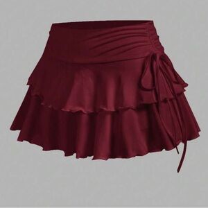 Burgundy Ruffle Skirt